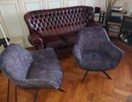 fauteuil  gris velours 2  pieces, Maison & Meubles, Fauteuils, Comme neuf, Autres matériaux, Moins de 75 cm, Enlèvement ou Envoi