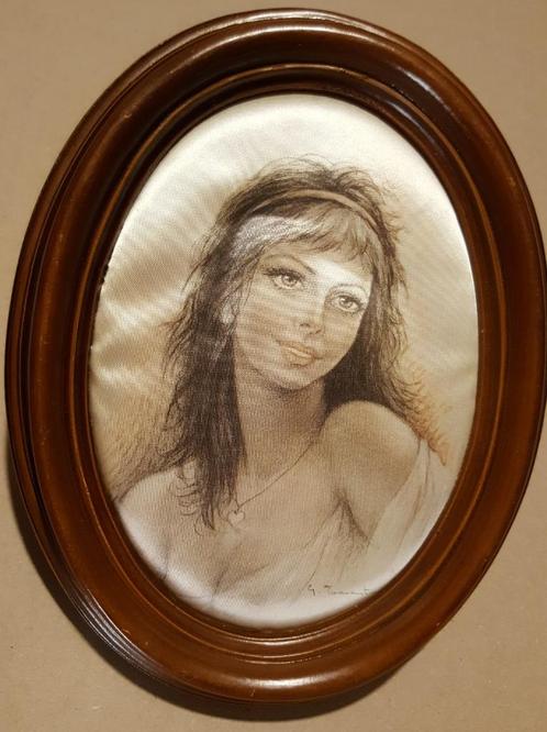 Giuseppe Tarantino - miniatuur zijdeschilderij, Antiek en Kunst, Kunst | Litho's en Zeefdrukken, Ophalen of Verzenden