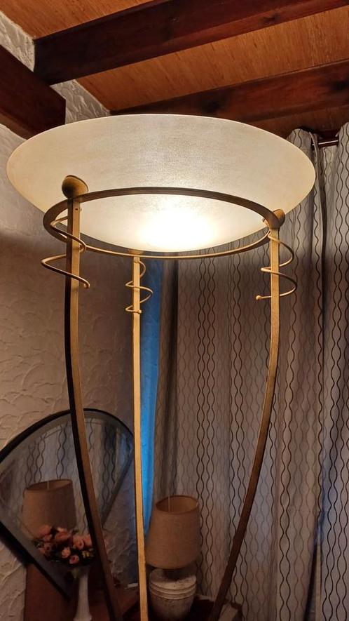 Prachtige robuuste lamp, echt koopje., Huis en Inrichting, Lampen | Vloerlampen, Gebruikt, 150 tot 200 cm, Glas, Metaal, Ophalen of Verzenden