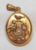 Locker 18 kt vogelnestje juweel., Handtassen en Accessoires, Antieke sieraden, Ophalen of Verzenden, Goud, Hanger