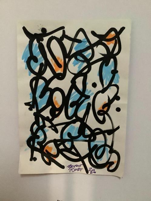 "Brol # 202" - Originele tekening van Benoit Adnet, Antiek en Kunst, Kunst | Schilderijen | Abstract, Ophalen of Verzenden