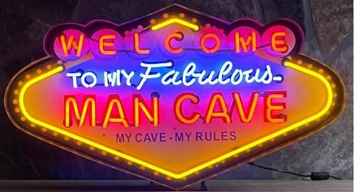 Welcome to my fabulous man cave xl neon en veel andere neons, Verzamelen, Merken en Reclamevoorwerpen, Nieuw, Lichtbak of (neon) lamp