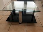 Glazen salontafel op wieltjes 90cm x 90cm => GRATIS, Gebruikt, Ophalen of Verzenden