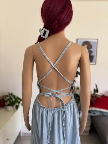 Denim maxi dress with open back (size S/M) new beschikbaar voor biedingen