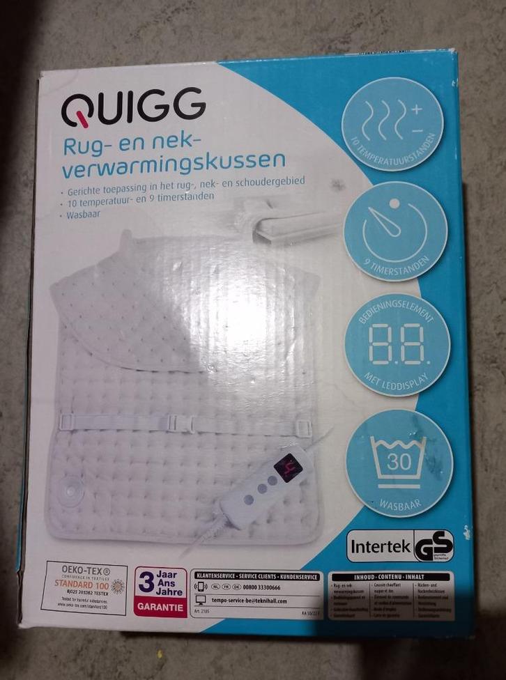 Quigg verwarmingskussen voor rug, nek en schouders, Huis en Inrichting, Woonaccessoires | Kussens, Nieuw, Wit, Overige vormen