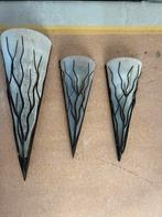 3 vintage wandlampen, Huis en Inrichting, Lampen | Wandlampen, Ophalen, Zo goed als nieuw, Glas