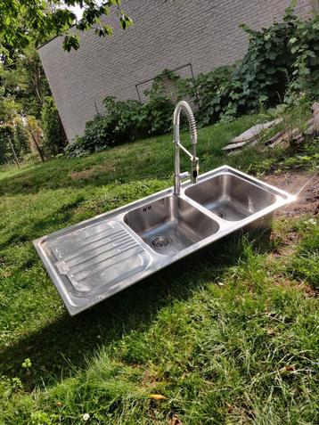 Gootsteen inox met uitschuifbare kraan, Enlèvement, Utilisé