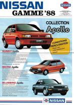 Nissan gamme 1988 reclamefolder, Boeken, Auto's | Folders en Tijdschriften, Nissan, Zo goed als nieuw, Verzenden