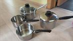 Poele poelons sartel en inox, Huis en Inrichting, Keuken | Potten en Pannen, Ophalen, Inox, Keramische plaat, Pannenset