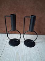 2x diner kaarsenhouders zwart, Huis en Inrichting, Woonaccessoires | Kandelaars en Kaarsen, Verzenden, Zwart, Zo goed als nieuw