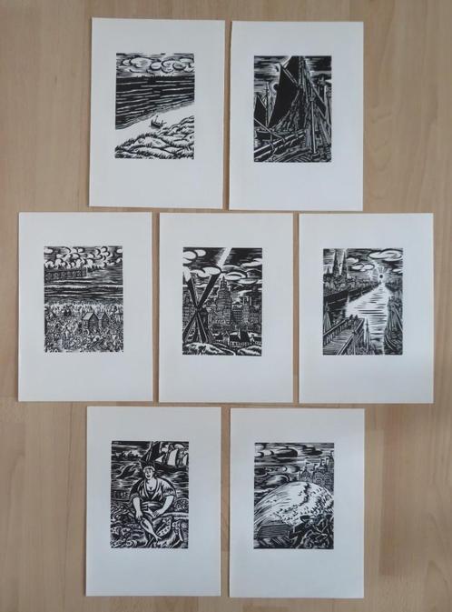 Frans Masereel: OOSTENDE (7 houtsneden), Antiek en Kunst, Kunst | Etsen en Gravures, Verzenden