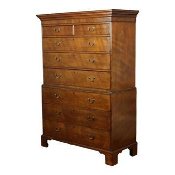 Antieke Mahonie Kast Tallboy Chest on Chest George III 19de  beschikbaar voor biedingen