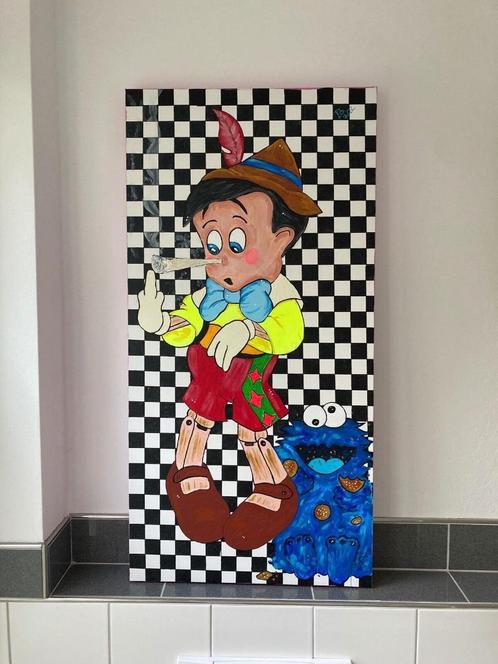 schilderij pop art `` Stoute Pinocchio``  xl, Antiek en Kunst, Kunst | Schilderijen | Modern, Ophalen of Verzenden