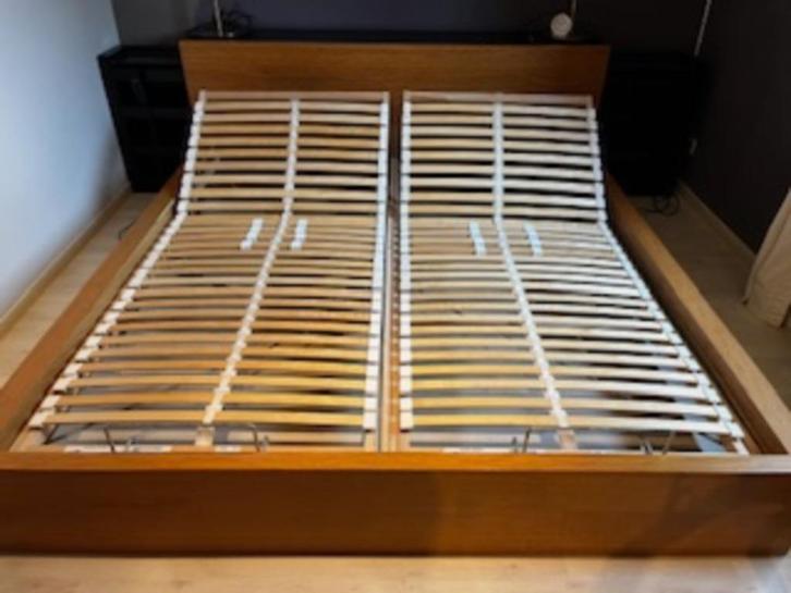 Lit deux personnes, Maison & Meubles, Chambre à coucher | Lits, Utilisé, Deux personnes, 180 cm, 200 cm, Bois, Beige, Réglable