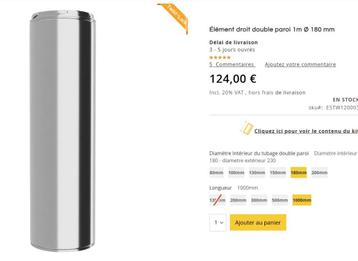 2x tubage double parois isolé 180 1m + div beschikbaar voor biedingen