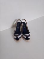 Espadrilles sleehak slingback peeptoe blauw wit goud mt 39, Kleding | Dames, Schoenen, Espadrilles, Blauw, Ophalen of Verzenden