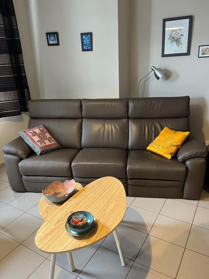 Lederen zitbank met relaxfunctie - 3 zit - perfecte staat, Huis en Inrichting, Zetels | Zetels en Chaises Longues, Zo goed als nieuw