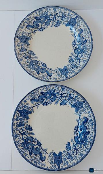 2 dessert bordjes Boch Frères Dragon beschikbaar voor biedingen