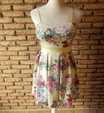 (11)- robe femme t.38 jaune fleurie, Maat 38/40 (M), Geel, Ophalen of Verzenden, Zo goed als nieuw
