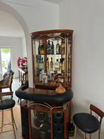 Meuble bar de salon en bois massif avec deux tabourets en c, Huis en Inrichting, Ophalen, Zo goed als nieuw