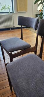 Vintage deense design stoelen, Huis en Inrichting, Ophalen, Hout, Mid century, Blauw