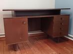 Donkere houten bureau met kastje en 4 laden, Huis en Inrichting, Bureaus, Ophalen, Gebruikt, Bureau