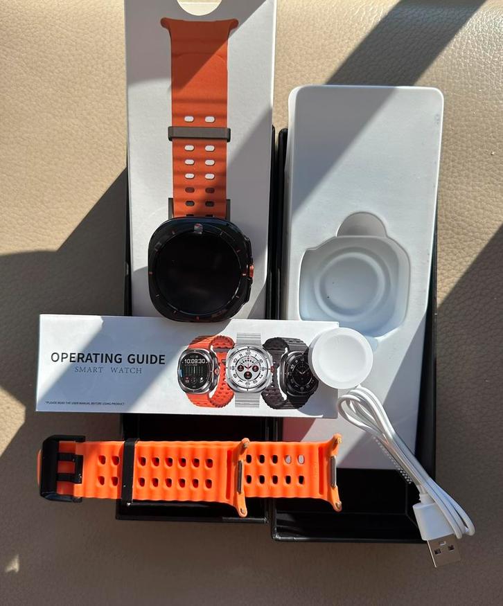 SMARTWATCH ULTRA - NIEUW, Handtassen en Accessoires, Smartwatches, Android, Oranje, GPS, Waterdicht, Ophalen of Verzenden