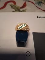 14 karaat gouden ring met smaragd en diamanten, Handtassen en Accessoires, Ringen, Ophalen of Verzenden