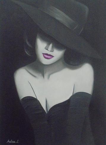 olieschilderij purperen lippen (60x80 cm) beschikbaar voor biedingen