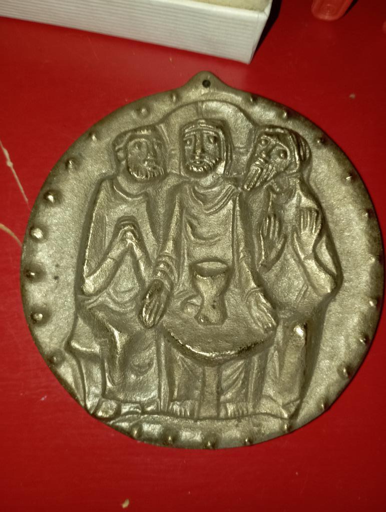 605) Mooie religieuse "medaille" Emmaus Creator Mundi, Collections, Enlèvement ou Envoi, Comme neuf, Christianisme | Catholique