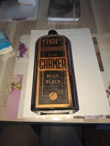Ancienne bouteille d encre Carmer blue black 032, Enlèvement ou Envoi, Utilisé, Emballage