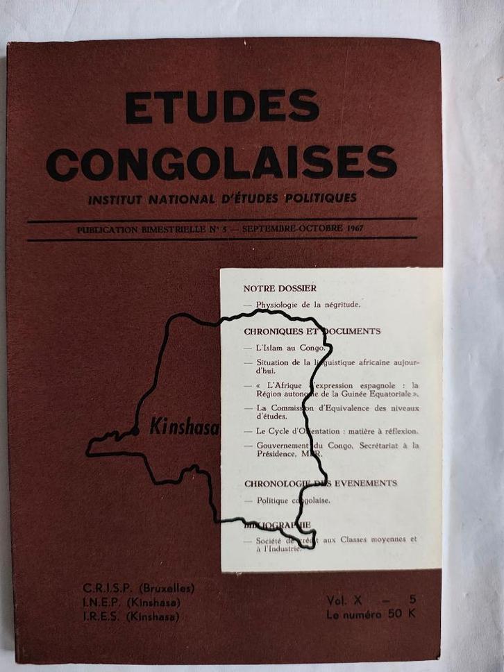 Études congolaises islam au Congo Revue de 1967 livre, Livres, Histoire & Politique, Utilisé, 20e siècle ou après, Envoi