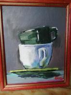 A Leroy, 'koffiepauze', schilderij, Antiek en Kunst, Ophalen of Verzenden