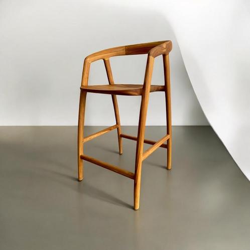 Tabouret/tabouret de bar en teck massif 'Xavie' (plusieurs p, Antiquités & Art, Antiquités | Meubles | Chaises & Canapés, Enlèvement ou Envoi