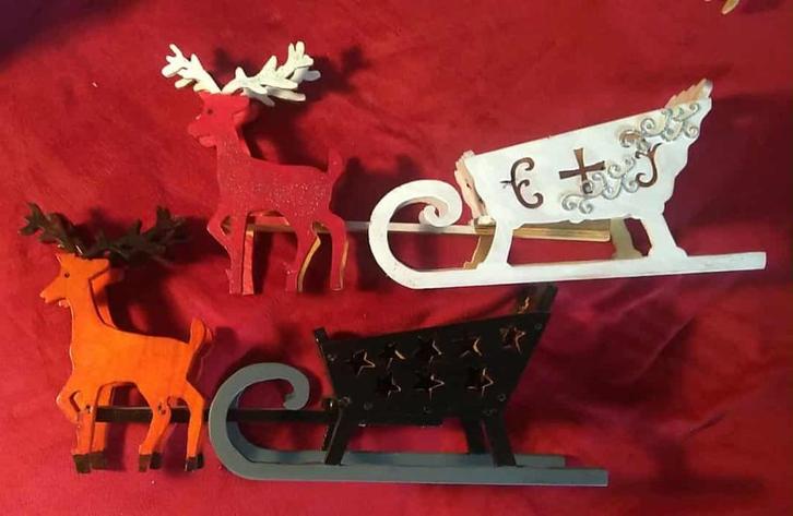 rendieren met slee set van 2 samen, Divers, Noël, Enlèvement ou Envoi