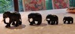 Set van 4 olifanten in ebbenhout 3cm, 5 cm, 6 cm, en 8 cm, Antiquités & Art, Art | Sculptures & Bois, Enlèvement ou Envoi