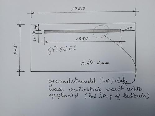 spiegel met verlichting voorziening, Huis en Inrichting, Woonaccessoires | Spiegels, Nieuw, 125 cm of meer, Minder dan 100 cm