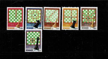 AMÉRIQUE NICARAGUA JEU D'ÉCHECS 6 TIMBRES OBLITERES - SCAN, Enlèvement ou Envoi, Affranchi, Amérique centrale