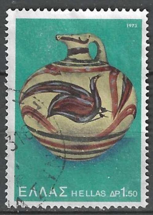 Griekenland 1973 - Yvert 1103 - Archeologie uit Thera (ST), Postzegels en Munten, Postzegels | Europa | Overig, Gestempeld, Griekenland