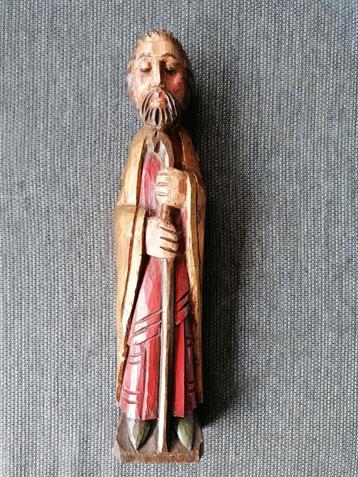 Sculpture ancienne en bois polychrome — Saint Jacques  beschikbaar voor biedingen