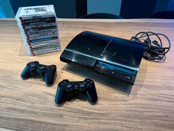 Playstation 3 + wireless controllers + 14 spelletjes beschikbaar voor biedingen