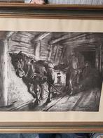 Litho cheval dans la mine, Antiek en Kunst, Kunst | Litho's en Zeefdrukken, Ophalen