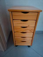 Houten ladenkastje met 6 lades en 4 wieltjes., Huis en Inrichting, Ophalen, Gebruikt