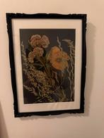 Oude kader met droogbloem kunstwerk, Ophalen, Zo goed als nieuw