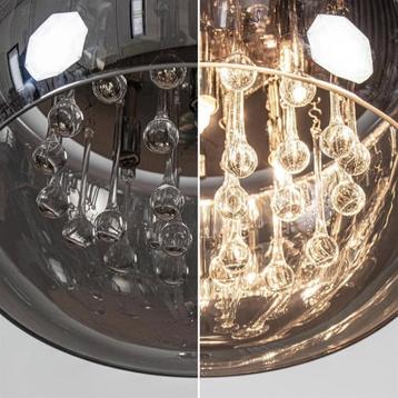 Prachtige Plafondlamp Pearl Raindrops smokey glas Ø 50 CM  beschikbaar voor biedingen