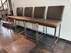 4 barstoelen bruin-grijs, Ophalen, Zo goed als nieuw