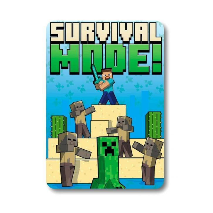 Minecraft Fleece Deken - Survival Mode, Kinderen en Baby's, Kinderkamer | Beddengoed, Nieuw, Deken of Dekbed, Blauw, Jongetje