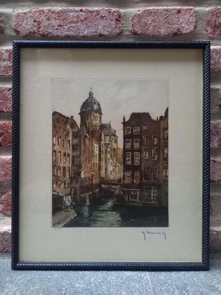 Roger Hebbelinck - ets - Kolk, Amsterdam, Antiek en Kunst, Kunst | Etsen en Gravures, Ophalen of Verzenden
