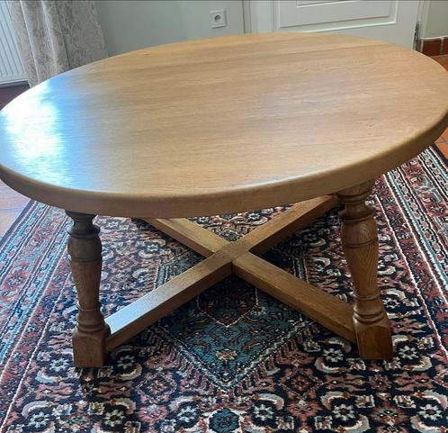 Ronde lage tafel, Huis en Inrichting, Tafels | Salontafels, Gebruikt, Rond, Eikenhout, Ophalen