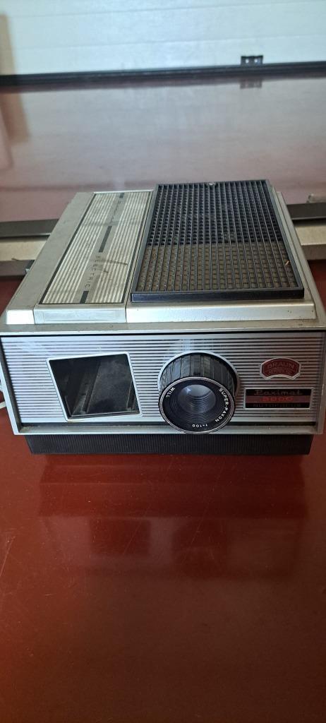 1970's Vintage Braun Paximat Diaprojector & Projecta Scherm, Audio, Tv en Foto, Diaprojectoren, Niet werkend, Met scherm, Ophalen of Verzenden